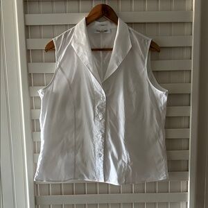 Calvin Klein White Sleeveless Button Down Shirt